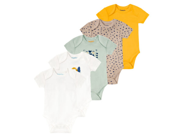 lupilu 5 babyrompers (62/68, Mint/wit/geel/beige)