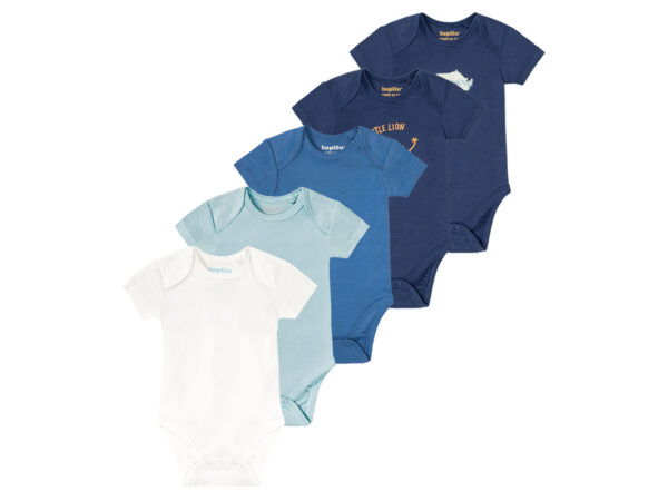 lupilu 5 babyrompers (62/68, Marine/blauw/wit)