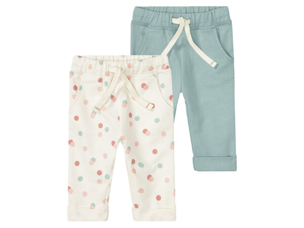 lupilu 2 baby joggingbroeken (50/56, Wit/mint)