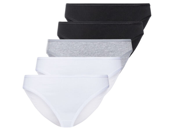 esmara 5 dames slips (Zwart/grijs/wit, XL (48/50))