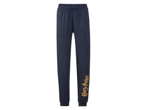 Heren joggingbroek met print op het been (M, Marineblauw)
