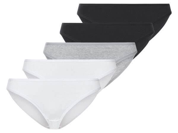 esmara 5 dames slips (Zwart/grijs/wit, XS (32/34))