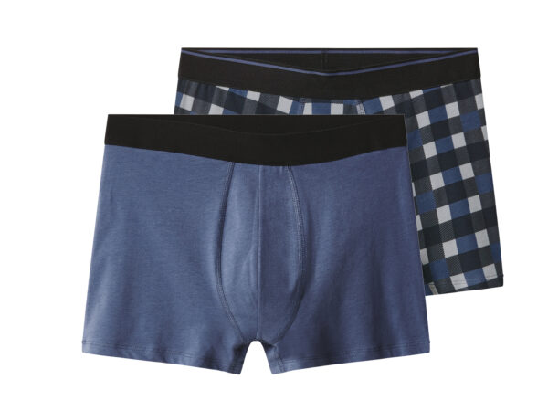 esmara Men Set van 2 heren boxers (Blauw/geruit, XL)