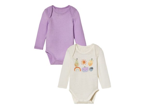 lupilu 2 babyrompertjes (86/92, Paars/wit)