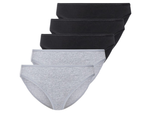 esmara 5 dames slips (Zwart/grijs, XXL)