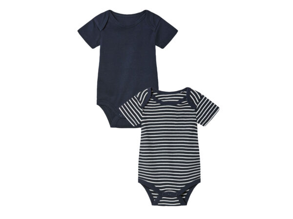 lupilu 2 baby rompertjes (62/68, Donkerblauw gestreept)