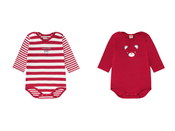 KANZ Baby romper, 2 stuks, met kruisknopen (62, Rood/wit)