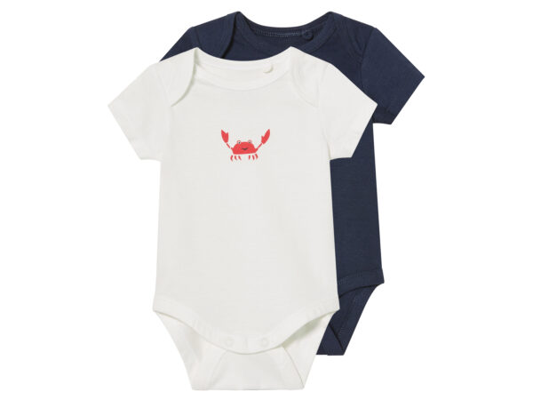 lupilu 2 Baby rompers (Wit/donkerblauw, 62-68)