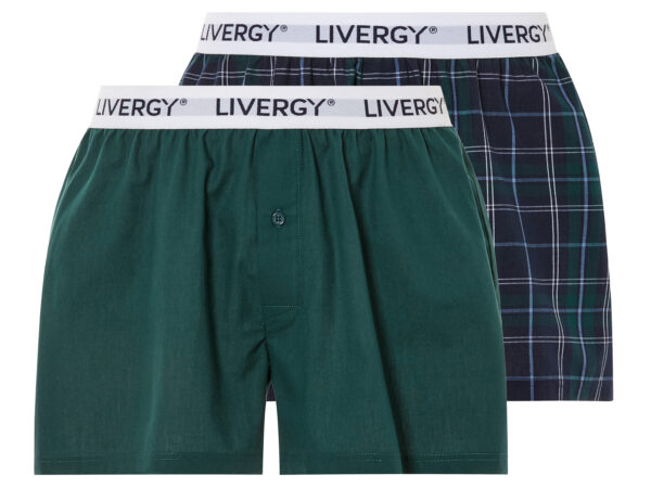 LIVERGY 2 paar heren boxers (XL, Groen/geruit)