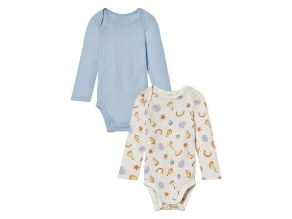 lupilu 2 baby rompertjes (62/68, Blauw/wit)