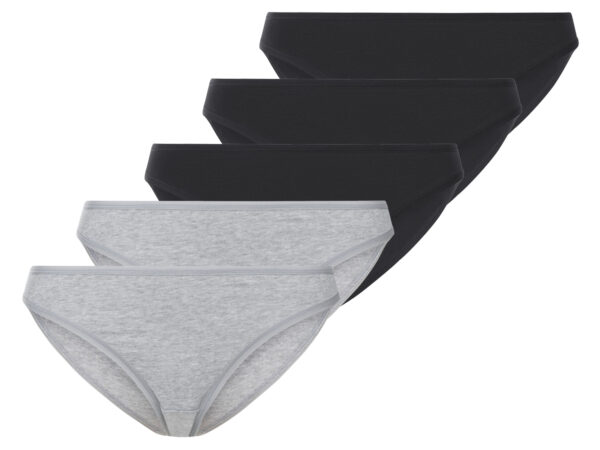 esmara 5 dames slips (Zwart/grijs, XS (32/34))