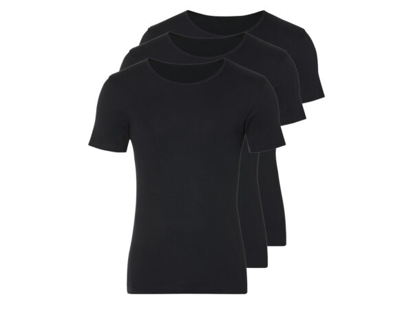 LIVERGY 3 heren T-shirts (Ronde hals, Zwart, L)