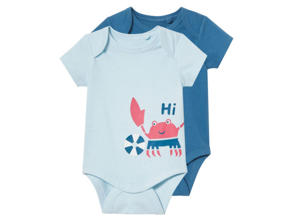 lupilu 2 Baby rompers (Lichtblauw/blauw, 74/80)