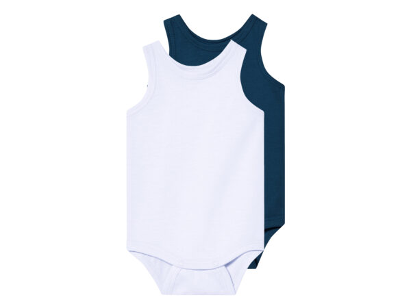 lupilu 2 baby rompers (Wit/donkerblauw, 74/80)