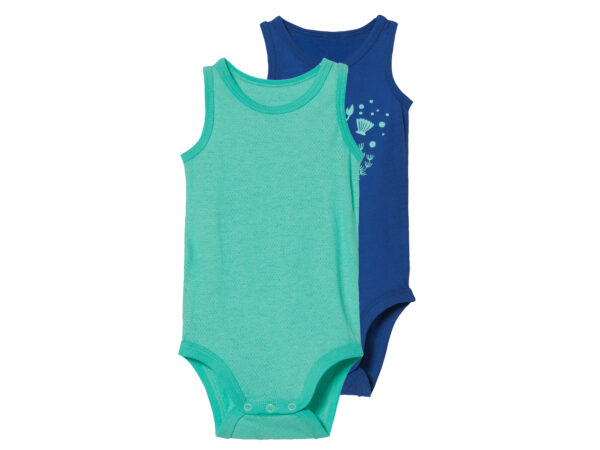 lupilu 2 baby rompertjes (50/56, Blauw/turquoise)
