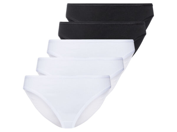 esmara 5 dames slips (Zwart/wit, XXL)