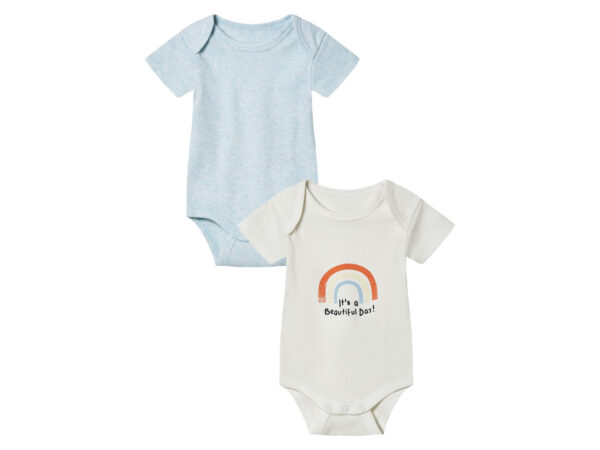 lupilu 2 baby rompertjes (74/80, Blauw/wit)