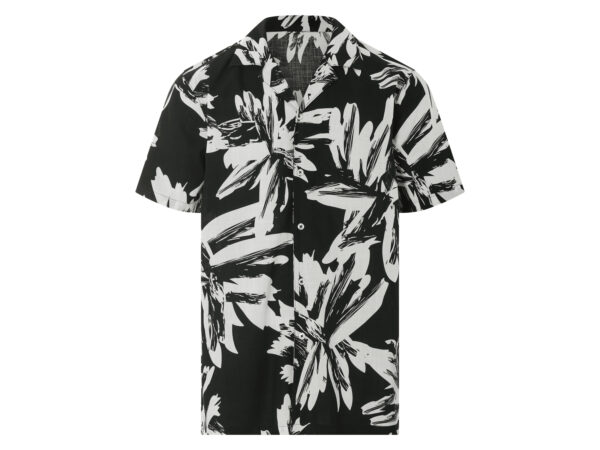 LIVERGY Heren overhemd (Zwart/wit, XL)