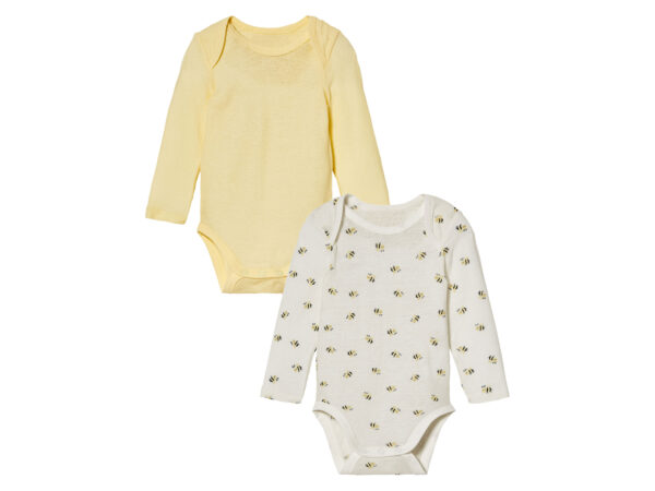 lupilu 2 babyrompertjes (86/92, Wit/geel)
