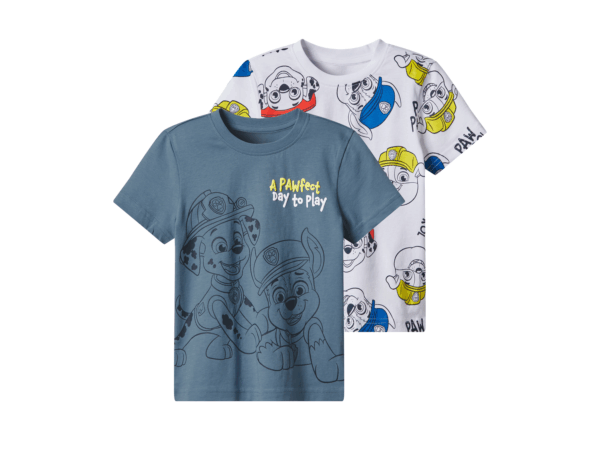 Kinder T-shirts, 2 stuks (Blauw/wit, 122/128)