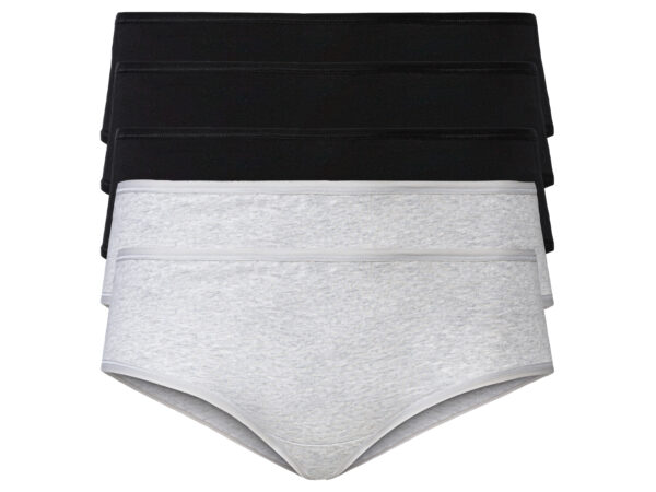 esmara 5 dames hipsters (XL (48/50), Zwart/lichtgrijs)
