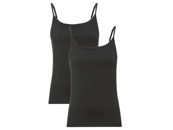 MEXX Dames spaghettibandjeshemd, 2 stuks, getailleerd gesneden (L, Zwart)