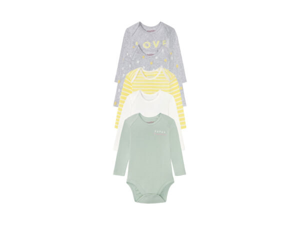 lupilu Babymeisjes rompertjes, 5 stuks, van zuivere bio-katoen (74/80, Grijs/Geel/Mint/Wit)