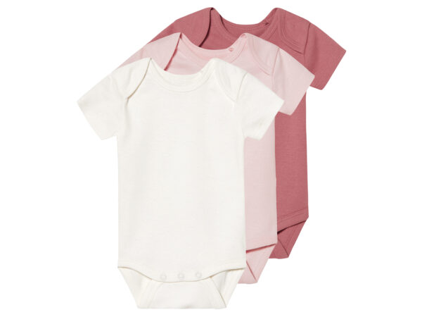 lupilu 3 baby rompers (Wit/roze, 62/68)