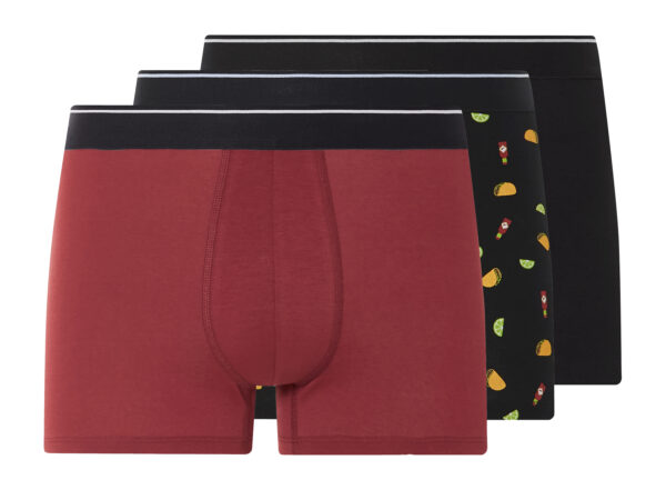 LIVERGY 3 heren boxers (Zwart/rood, L)