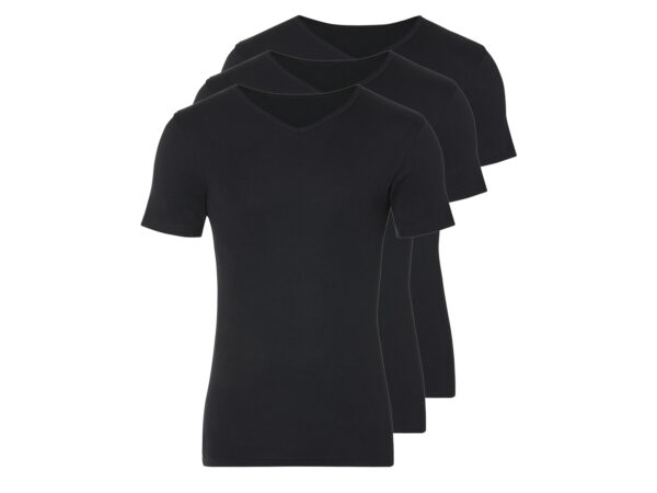 LIVERGY 3 heren T-shirts (V-hals, Zwart, L)