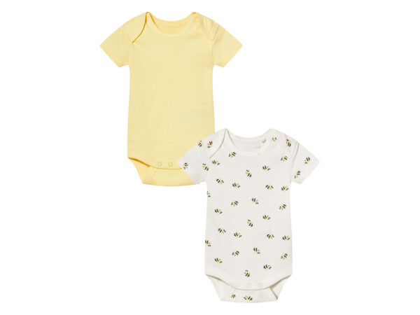 lupilu 2 baby rompers (62/68, Geel/wit)