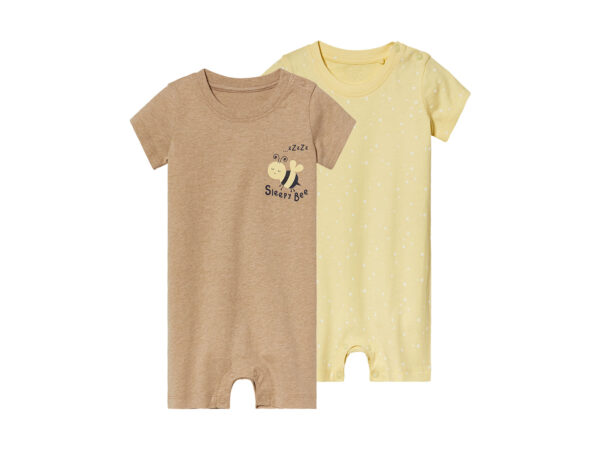 lupilu 2 stuks baby pyjama&apos;s (62/68, Beige/Geel)