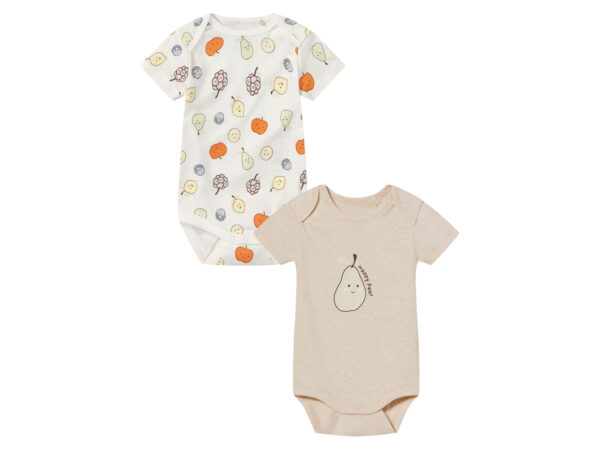 lupilu 2 baby rompers (86/92, Beige/wit)
