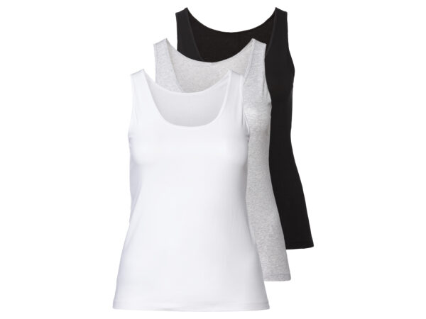 esmara 3 dames onderhemden (Zwart/Lichtgrijs/Wit, 3XL (56/58))