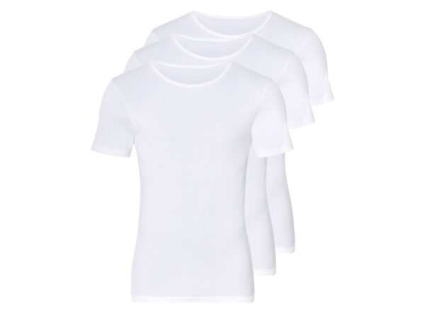 LIVERGY 3 heren T-shirts (Ronde hals, Wit, S)